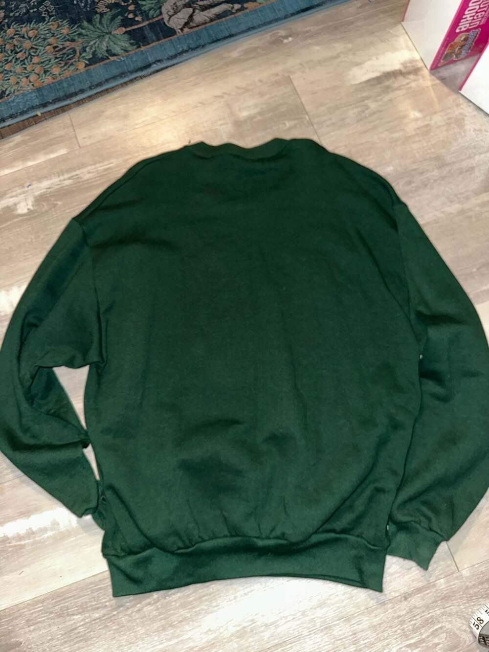 Jerzees Schoolhouse Crewneck Sweatshirt Size XL Green Embroidered ABC 123 - Picture 6 of 6
